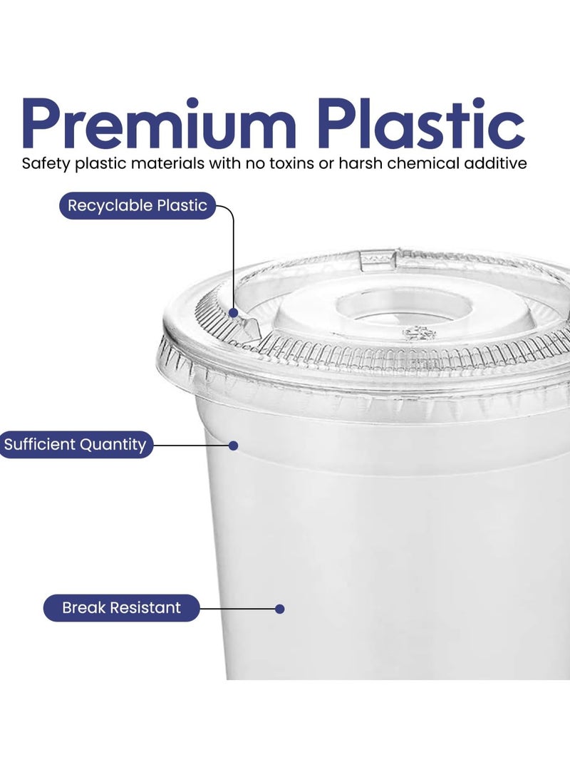 SNH Packing كوب عصير مع غطاء سعة 10 أونصات شفاف قوي قابل للتخلص منه مثالي للقهوة المثلجة والسموذي وشاي البوبا والحليب المخفوق والكوكتيلات المجمدة والمياه والمشروبات الغازية والعصائر والوجبات الخفيفة والحلويات والمزيد 25 قطعة. - Image 3